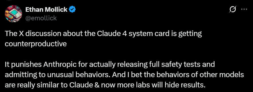 Ethan Mollick's tweet about AI transparency